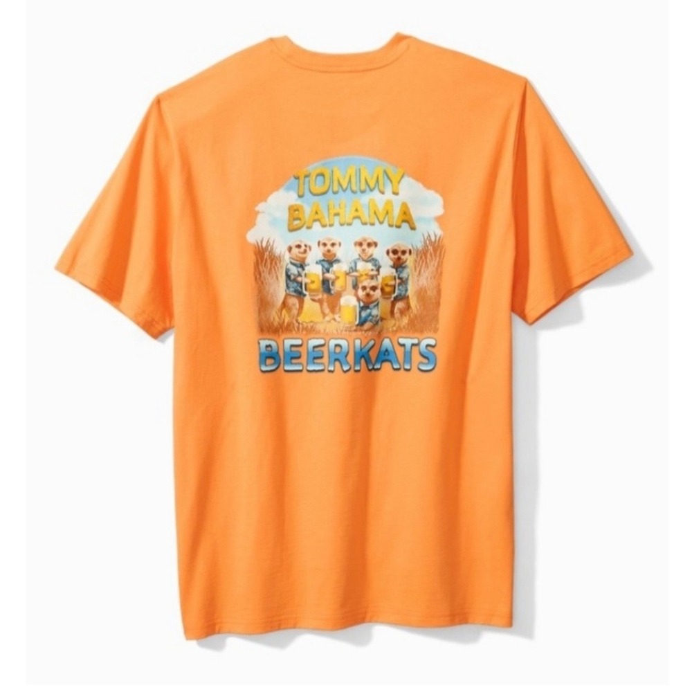 Tommy Bahama Beerkats Graphic Pocket Tee Shirt Orange Peel XXL New
